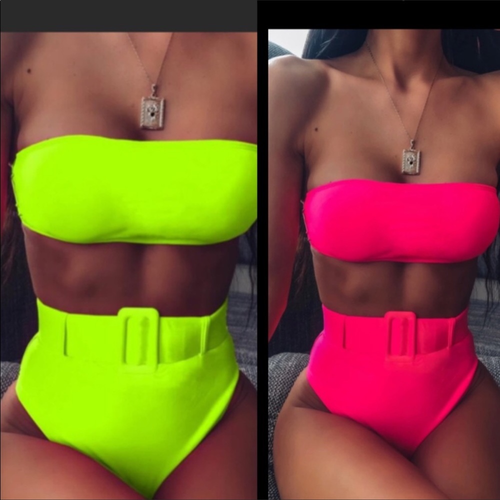 Pink Small Green Med-Large Sexy High Waist 2 Piece.                           B3 - Picture 2 of 11
